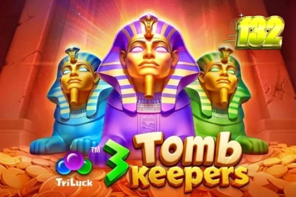 Tampilan visual slot 3 Tomb Keepers dengan latar belakang makam Mesir Kuno
