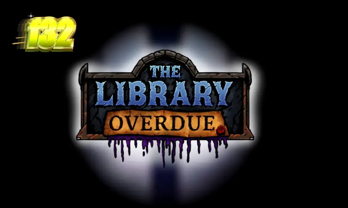Tampilan antarmuka slot The Library Overdue pada perangkat mobile dengan tema gothic yang gelap.